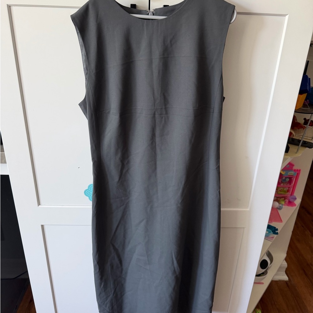 Theory Sleeveless Midi Dress in Charcoal Gray